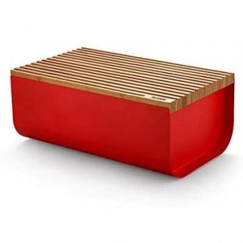 Panera Alessi Mattina 34x21cm Rojo/Bambú con Tapa de Madera y Tabla de Corte