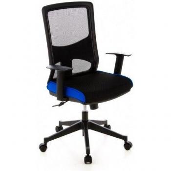 hjh OFFICE 653110 Silla de oficina LAVITA Tela Negro/Azul, Silla giatoria, respaldo ergonómico en malla transpirable