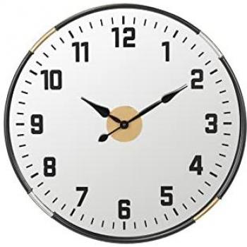 Reloj de Pared Metal Espejo Decorativo 60x5x60 cm Negro/Dorado