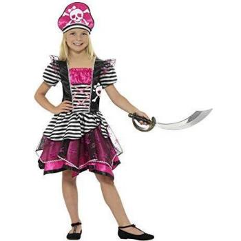 Disfraz de Pirata Calavera Rosa para Niña - Talla S (4-6 años)