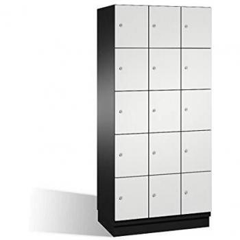 Armario de Compartimentos Bajo Llave C+P Cambio con 5 Compartimentos, Puertas de Acero, Color Negro-Gris y Claro-Gris, Ancho 900 mm