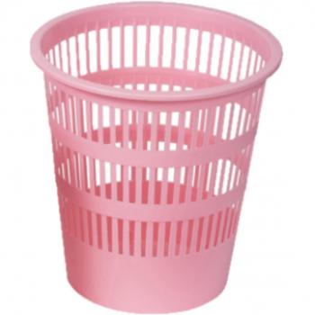 Papelera Faibo 307 de Plástico con Rejilla en Color Rosa Pastel, Capacidad 12 Litros