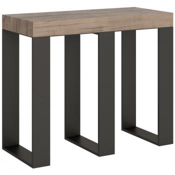 Consola extensible 90x40/196 cm Roble natural con estructura antracita
