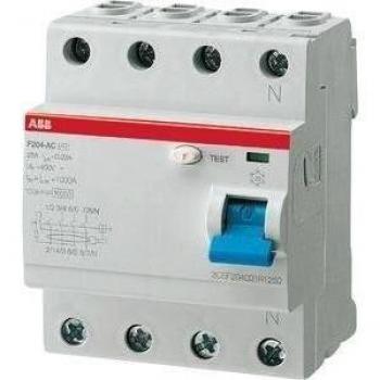 Interruptor diferencial ABB RCCB F204A-6303, 63A Tipo A, 4 Polos, 30mA, 230V AC