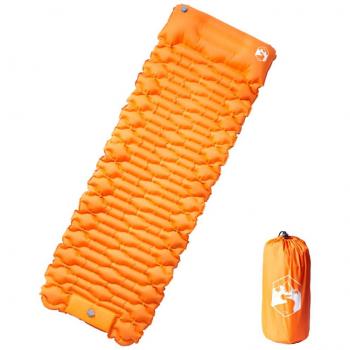 Colchón de Camping Autoinflable con Almohada Integrada Naranja 1 Persona