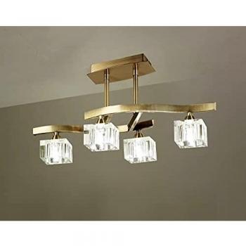 Plafón 4 luces Cuadrax Óptico en cuero