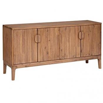 Buffet Sabor 4 puertas de madera maciza de acacia - Marrón - L 160 x P 45 x H 80 cm - Estilo Industrial