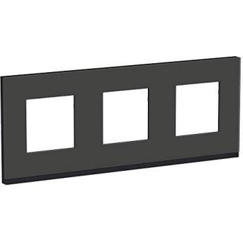 Marco 3 Elementos PURE Cristal Negro Schneider Electric - Diseño Cuidado de Formas Puras con Liseré Anthracite