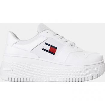 Tommy Jeans Women's Retro Basket Flatform Sneakers in White Leather