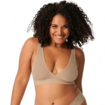 Sloggi GO Allround Bralette - Women's Stretch Sports Bra in Peanut Butter, One Size Fits All