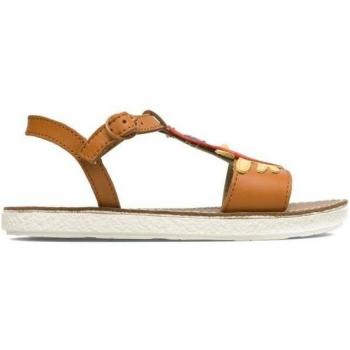 CAMPER Twins - Sandals for Girls - Brown/Red/Yellow, Size 26 (EU) / 8.5 (US), Smooth Leather