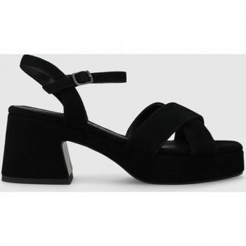 Lodi - Sandalias de mujer en ante con plataforma y tacón en color negro
