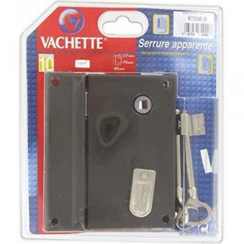 Cerradura VACHETTE de Superficie con Pene Dormant Vertical de 1/2 Vuelta a la Derecha - Nickelado - Incluye 2 Claves