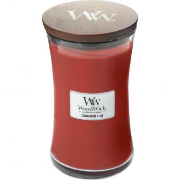 Woodwick Cinnamon Chai Large Hourglass Candle with Wooden Wick, 609.5 g, Long Burning Candles: Up to 130 Hours, Perfect Christmas Gifts for Women
