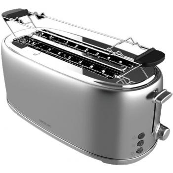 Cecotec Toast&Taste 1600 Retro Double Tostador, 1630W, Doble Ranura Larga, Acabado en Acero Inoxidable