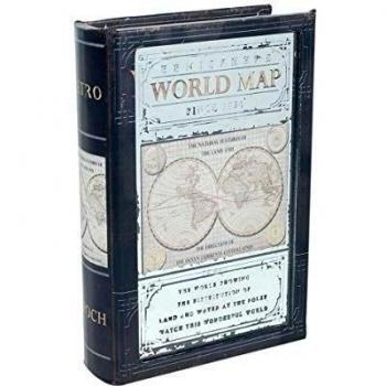 SIGRIS Decor and Go Caja Libro con Espejo Decoración Cajas Libro al Estilo World Map DG20555