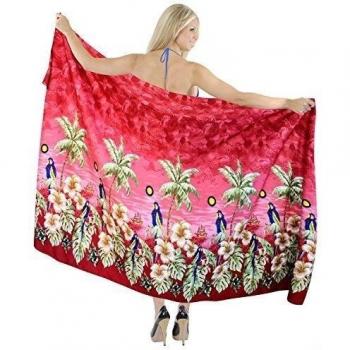 La Leela suave likre loro crucero bikini encubrir las mujeres sarong 78x39 pulgadas roja