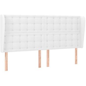 Cabecero con orejas de cuero sintético blanco 163x23x118/128 cm