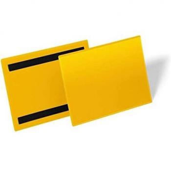 Bolsillo Magnético para Etiquetas A5 Horizontal Amarillo - 50 Piezas