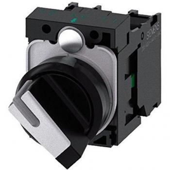 Interruptor selector Siemens 2 posiciones roscado, 10A, configuración SPDT, modelo ACT00 2BF60-1MA0, tipo muletilla completo, 1 no + 1 NC, con tornillo y man