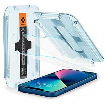Protector de Pantalla Spigen EZ Fit Glas.tR para iPhone 13 Mini (2-Pack) - Vidrio Templado, Transparente, Con Marco de Montaje