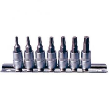 Juego de llaves de cubo 1/4 Torx, 7 piezas, T10-T40
