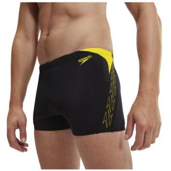 Bañador Speedo Hyper Boom Splice Aquashort negro amarillo intenso - 32, tipo: bóxer, características: diseño de color negro con detalles en amarillo intenso, corte ajustado para mayor comodidad y libertad de movimiento, tejido resistente al