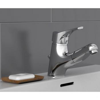 Grifo mezclador de lavabo con ducha extraíble ATTICA cromado