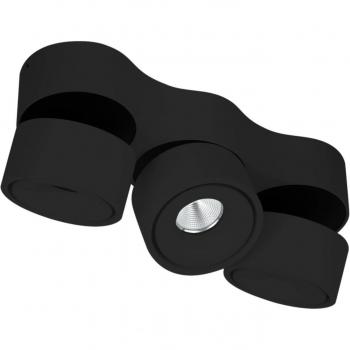 Plafón LED 'Rotari' de Aluminio Negro con Lentes y 3 Luces Regulables