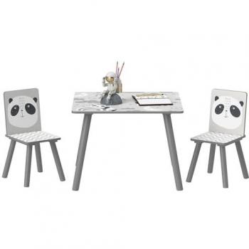 ZONEKIZ Mesa y Sillas Infantiles de 3 Piezas, Mesa Infantil con 2 Sillas, Juego de Muebles para Actividades para Niños de 3-8 Años, Dimensiones: 60 x 60