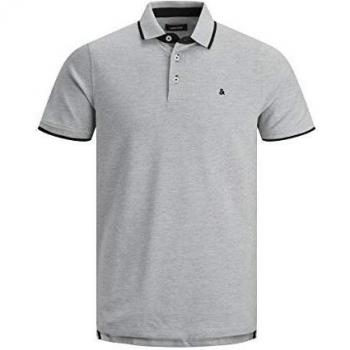 Jack & Jones Men's Polo Shirt JJEPAULOS - Light Grey Melange, Size XS