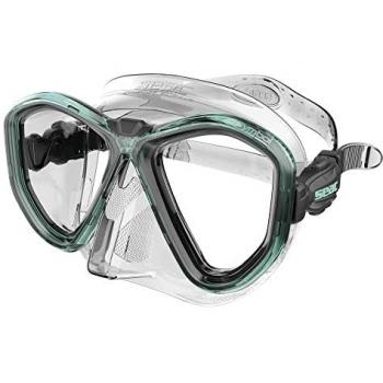 Máscara de Buceo Seacsub Symbol Clear - Made in Italy, Dos Lentes, Hebilla 3D en la Falda, Unisex Adulto, Transparente/Azul Claro