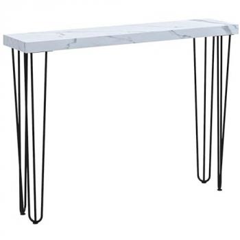 HOMCOM Mesa Consola Moderna con Patas de Acero Antivuelco, Mueble de Recibidor para Salón y Pasillo, Dimensiones: 110x25x79,5 cm, Color Blanco
