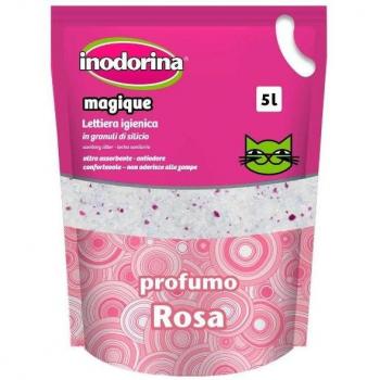 Inodorina Magique Arena Perfumada de Gel de Sílice para Gatos con Aroma a Rosa - 5 Litros