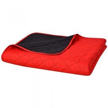 vidaXL Cubrecama Acolchado Doble Cara 220x240 cm Rojo y Negro Colcha Cobertor