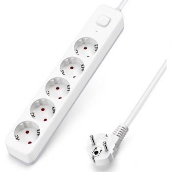 Regleta Enchufes Aigostar de 2 a 6 salidas con Interruptor, Cable de 1.5/3/5 Metros y 3 USB o 1 USB + Type C, Blanco