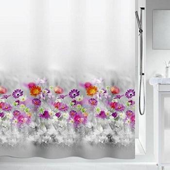 Spirella Cortina de Ducha de Abella 180 x 200, poliéster, Grey/Pink, 200 x 180 cm