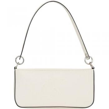 Calvin Klein Sculpted Shoulder Bag - Women's Cream Saffiano Leather Handbag