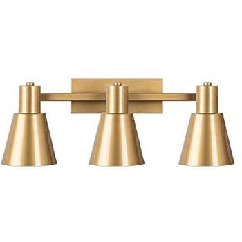 Aplique de pared WELLHOME, Estructura de metal color oro, 60x21x21 cm, casquillo 3 x E27 Max 40 W