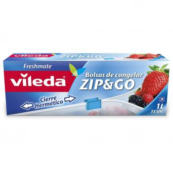 Vileda One Zip - Bolsas de congelación reutilizables con cierre cremallera hermético, 1 l