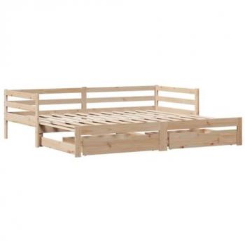 Sofá cama nido con cajones de madera maciza de pino 90x190 cm sin colchón