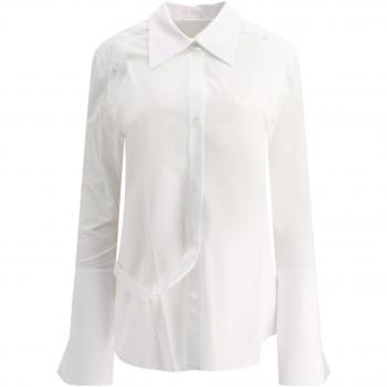 Courregès Women's Modular Cotton Poplin Shirt in White | Size 36 | 224CCH056CO01210001