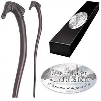 Réplica de Varita Mortífago de Harry Potter - Noble Collection, 33 cm, incluye soporte y detalles auténticos