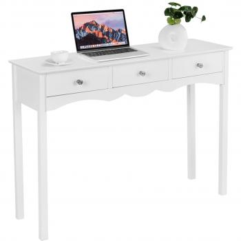 Escritorio Multifuncional Costway con 3 Cajones en MDF para Casa y Oficina, Color Blanco, Dimensiones 100 x 32 x 75 cm