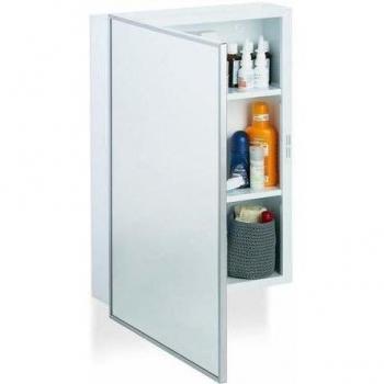 Armario de baño colgante con espejo, 3 estantes, acero blanco, 56x40,5x12,5 cm - Relaxdays