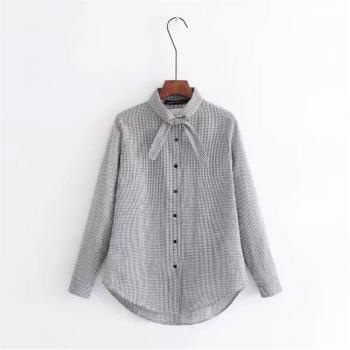 Señoras de moda Casual camisa todo el partido Skinny Plaid camisa de botones,Gray,L