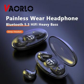 Auriculares para Dormir Vaolro, Uso Indoloro, Bluetooth 5.3, HiFi Estéreo con Micrófono HD, Mini Auriculares Supraaurales para Todos los Smartphones - Oro