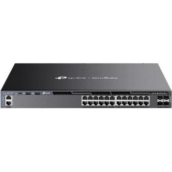 Switch gestionado L3 Gigabit TP-Link Omada SG6428XHP de 24 puertos, apilable, con PoE+ y 4 ranuras para 10G