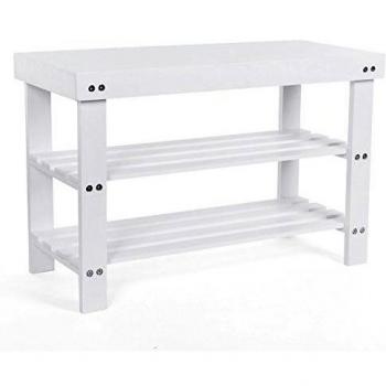 Songmics 3 niveles Banco y Zapatero Estantería de 100% Madera de pino 70 x 45 x 29 cm LHS04