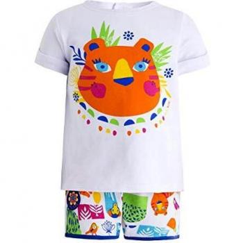 Tuc Tuc Camiseta+Short Punto NIÑA Animal Crew Conjunto de Ropa, Blanco